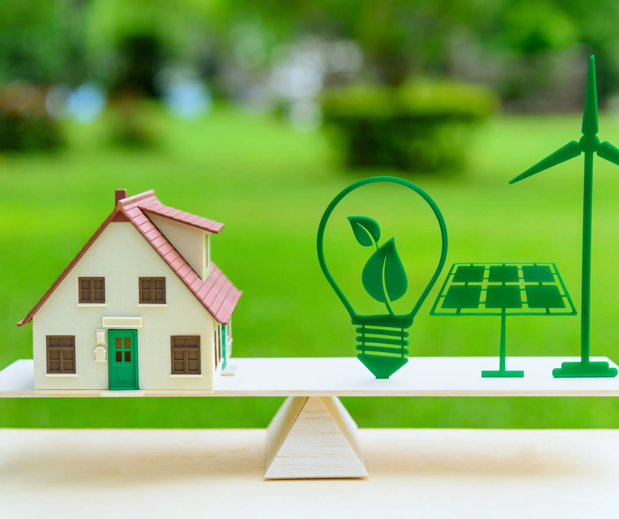 Minisolaranlage mit Haus und Glühlampe